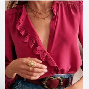 NWT Sézane Chlo Shirt in Fuchsia
